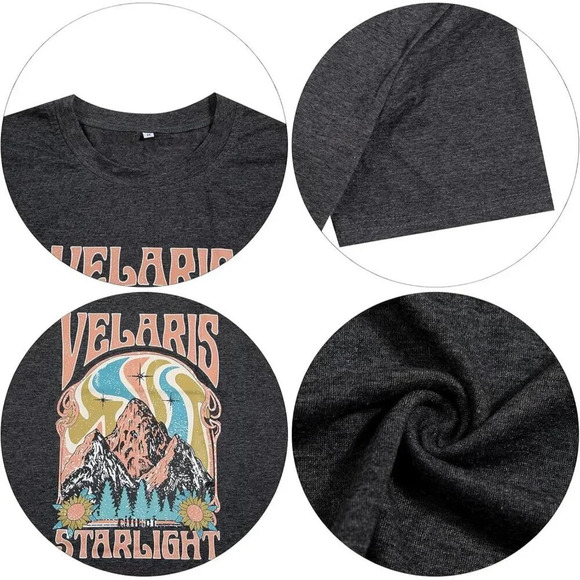 ❤️Women Black Shirts Vintage Starlight Shirt Book Lover Gift Short Sleeve Tee - Picture 7 of 7